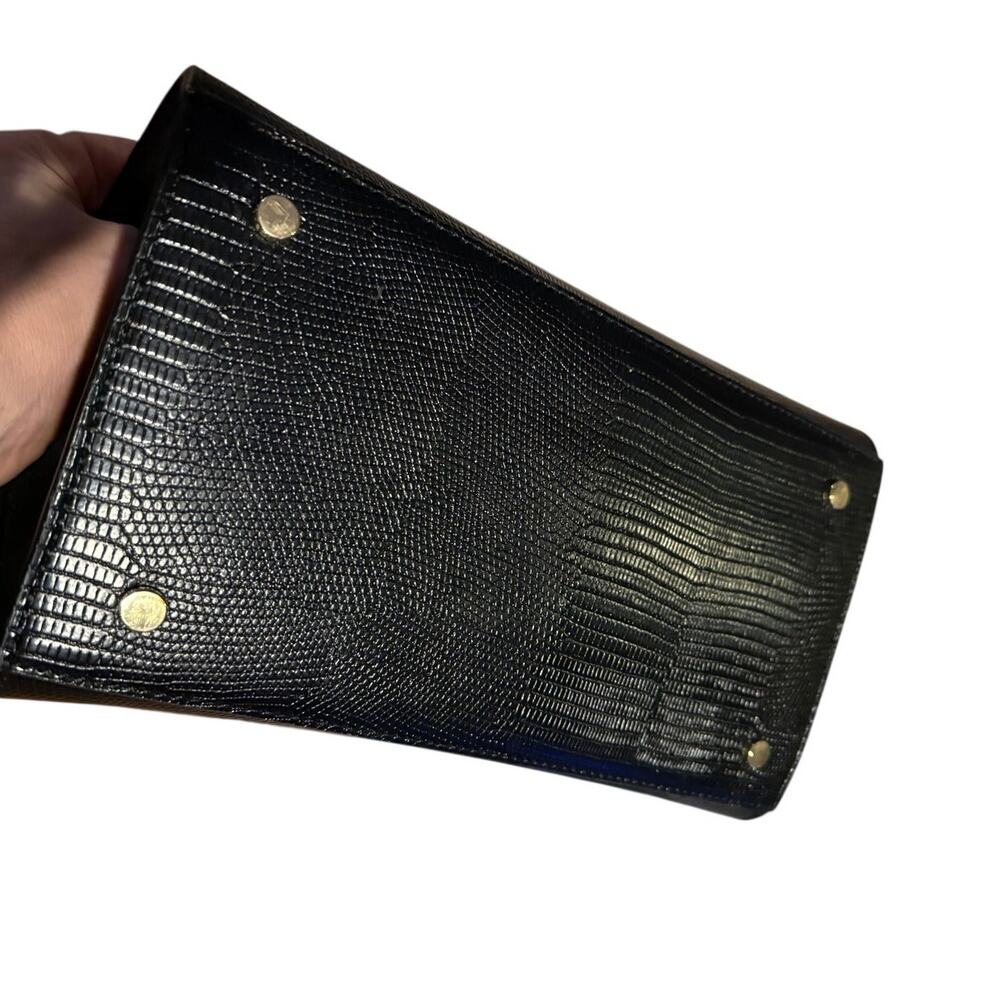Modern Picnic Black Croc-Embossed Top Handle Shoulder Bag used once - Picture 8 of 11